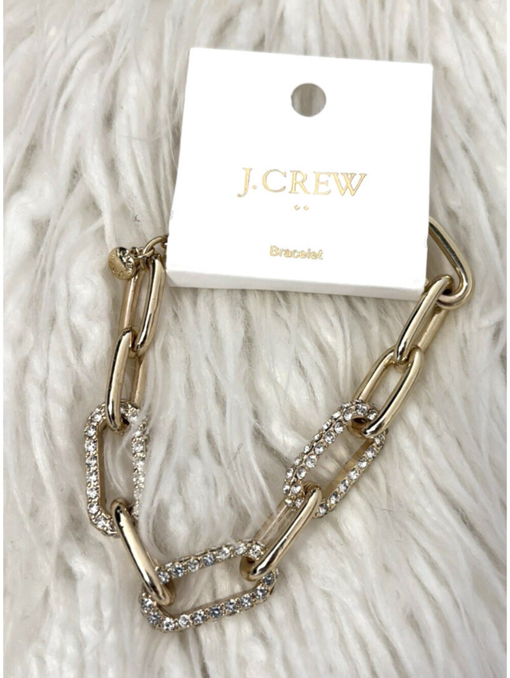 NWT J.CREW GOLDTONE PAVE LINK BRACELET